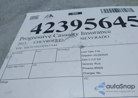 2015 Chevrolet Silverado 2500Hd Lt из США, поврежденный, VIN 1GC1CVEG3FF677144